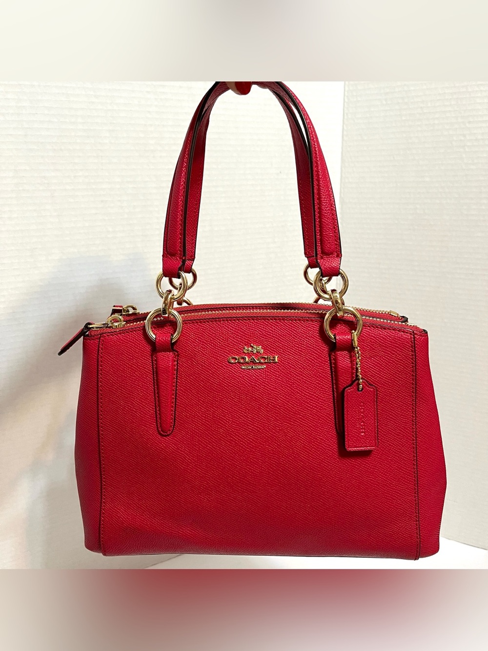Coach Hot Pink Mini Christie Carryall Leather Satchel with Gold-Tone Accents